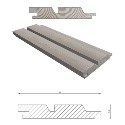 Modrzew Syberyjski Rhombo DUO8 24x146x5100 mm